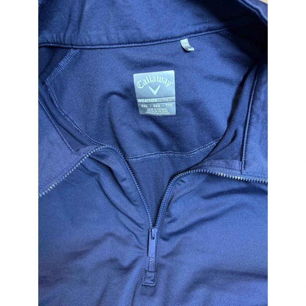 Callaway Men's XXL Navy Blue 1/4 Zip Long Sleeve Athletic Shirt pullover EUC.